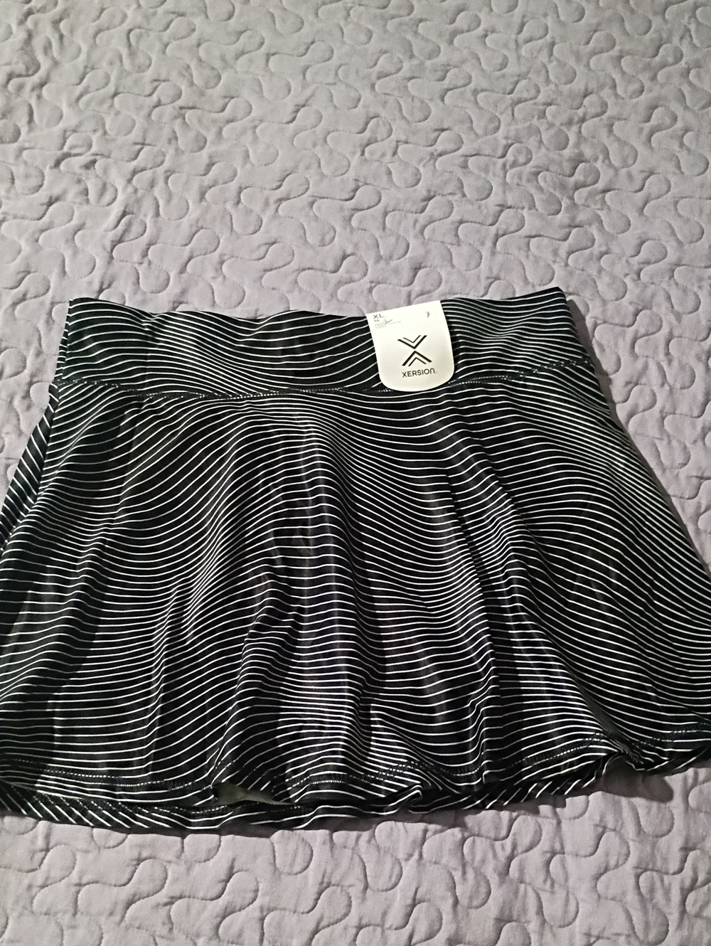 Xersion Black and White Striped Skater Skirt
